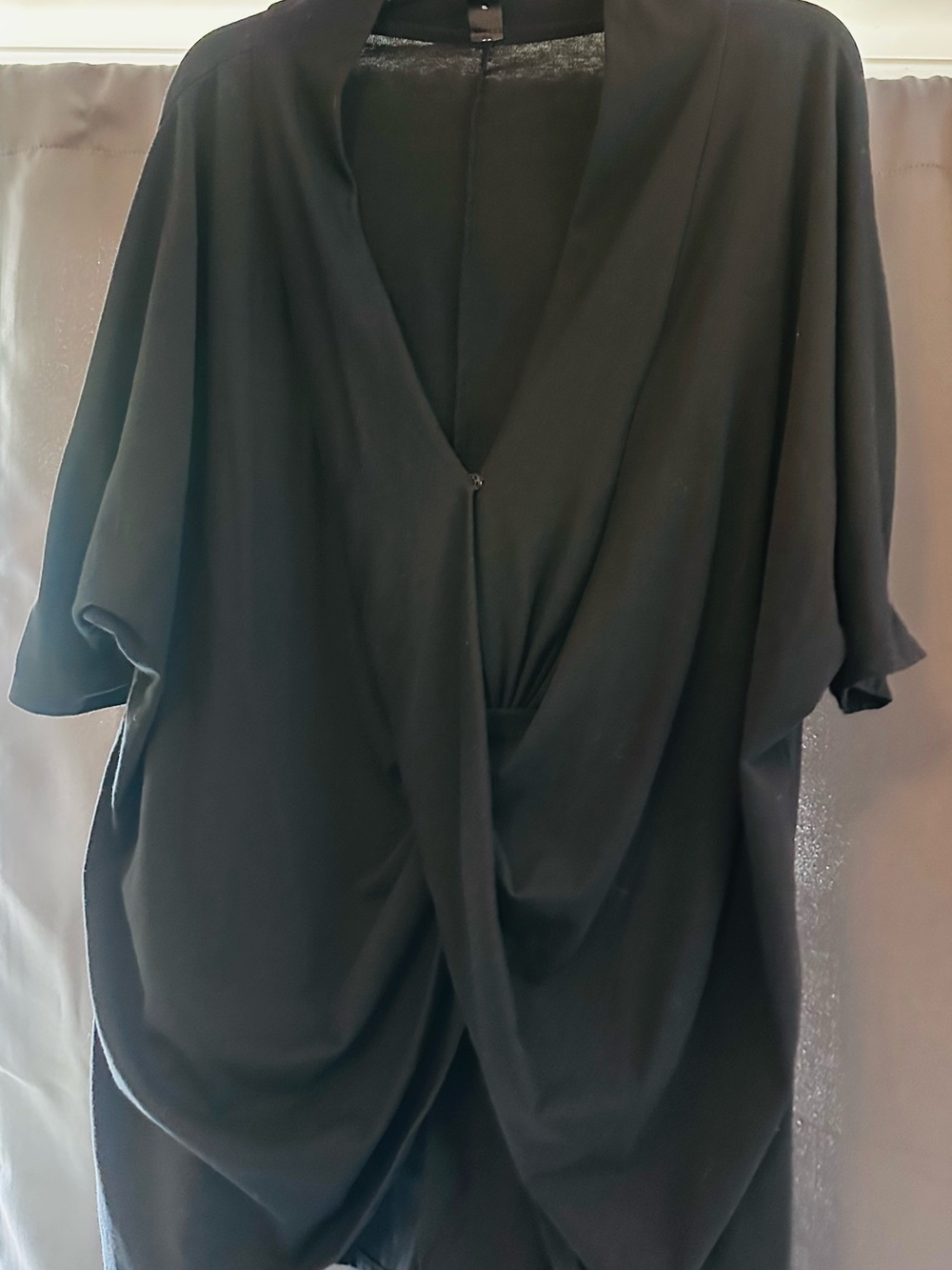SHEIN Black Draped Twist-Front Tunic Top